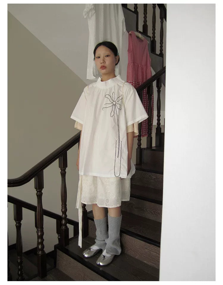 Embroidered Floral Short-Sleeve Tee