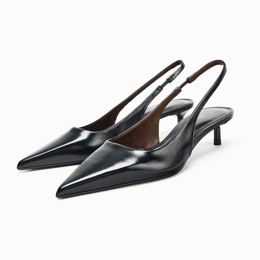 Women's Pointed-Toe Kitten-Heel Slingback Pumps