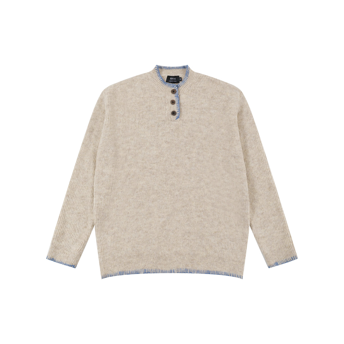 Unisex Vintage Henley Knit Sweater