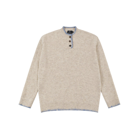 Unisex Vintage Henley Knit Sweater