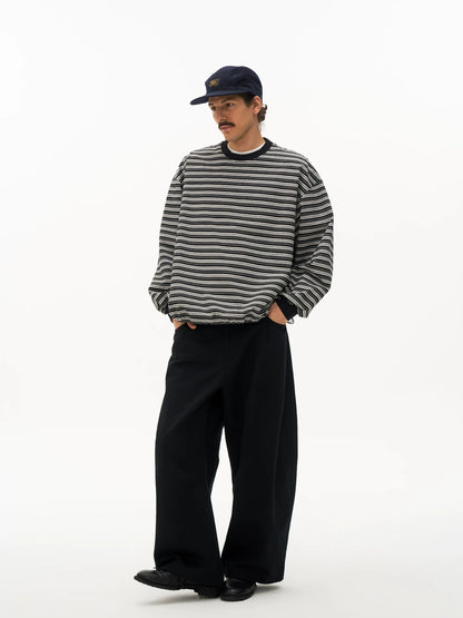 Striped Drawstring Long Sleeve Tee in striped product photo