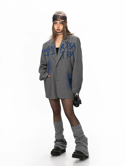 Blue Print Oversized Blazer
