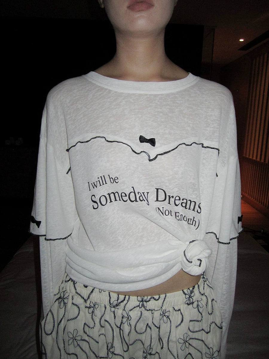 Bow Panel Faux-Layer Long-Sleeve Tee