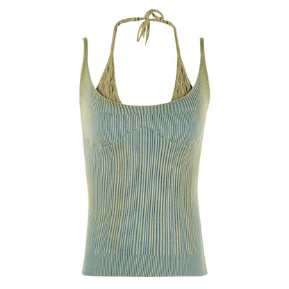 Cropped Knit Racerback Vest Top