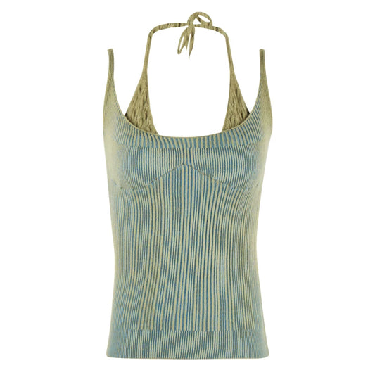 Cropped Knit Racerback Vest Top - view 1