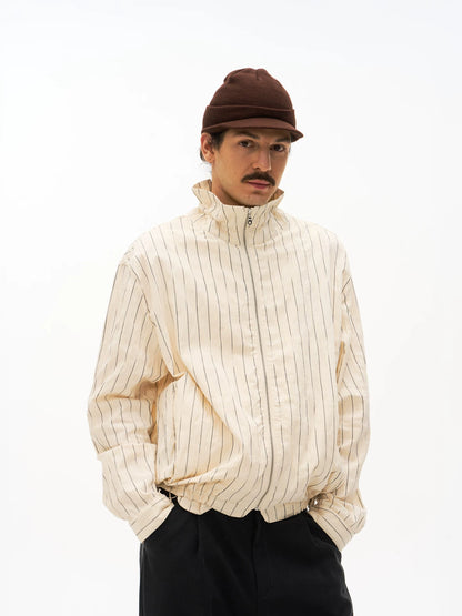Textured Check Stand Collar Jacket in black