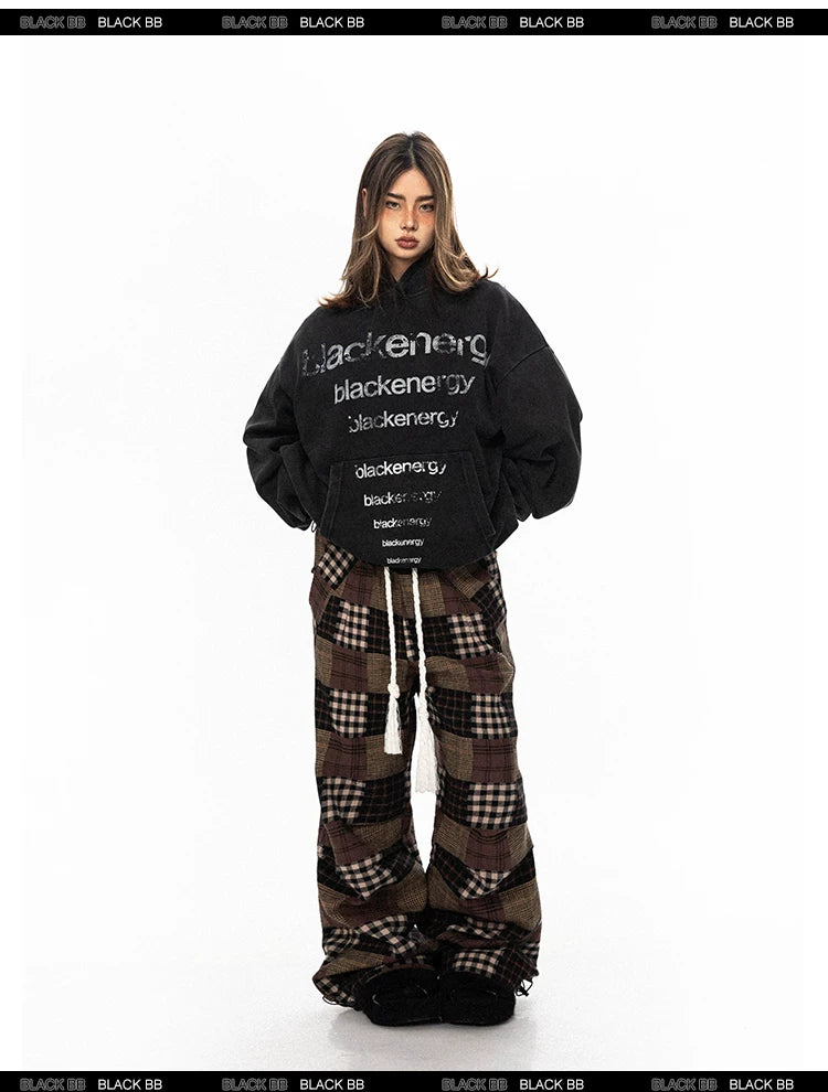 Washed Letter Print Hoodie