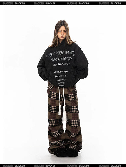 Washed Letter Print Hoodie