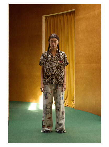 Printed Knit Straight-Leg Sweatpants