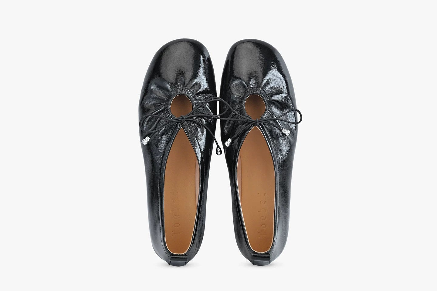 Studded Waxed Leather Bow Detail Ballet Flats