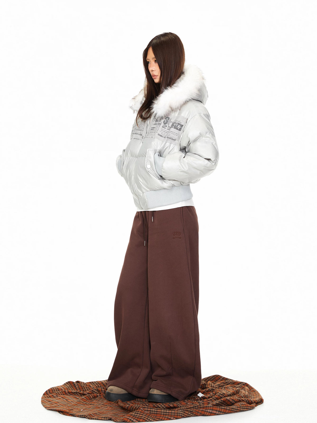 Faux Fur Collar Puffer Jacket product view
