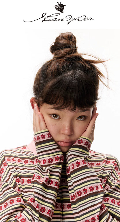 Striped Graphic Knit Sweater
