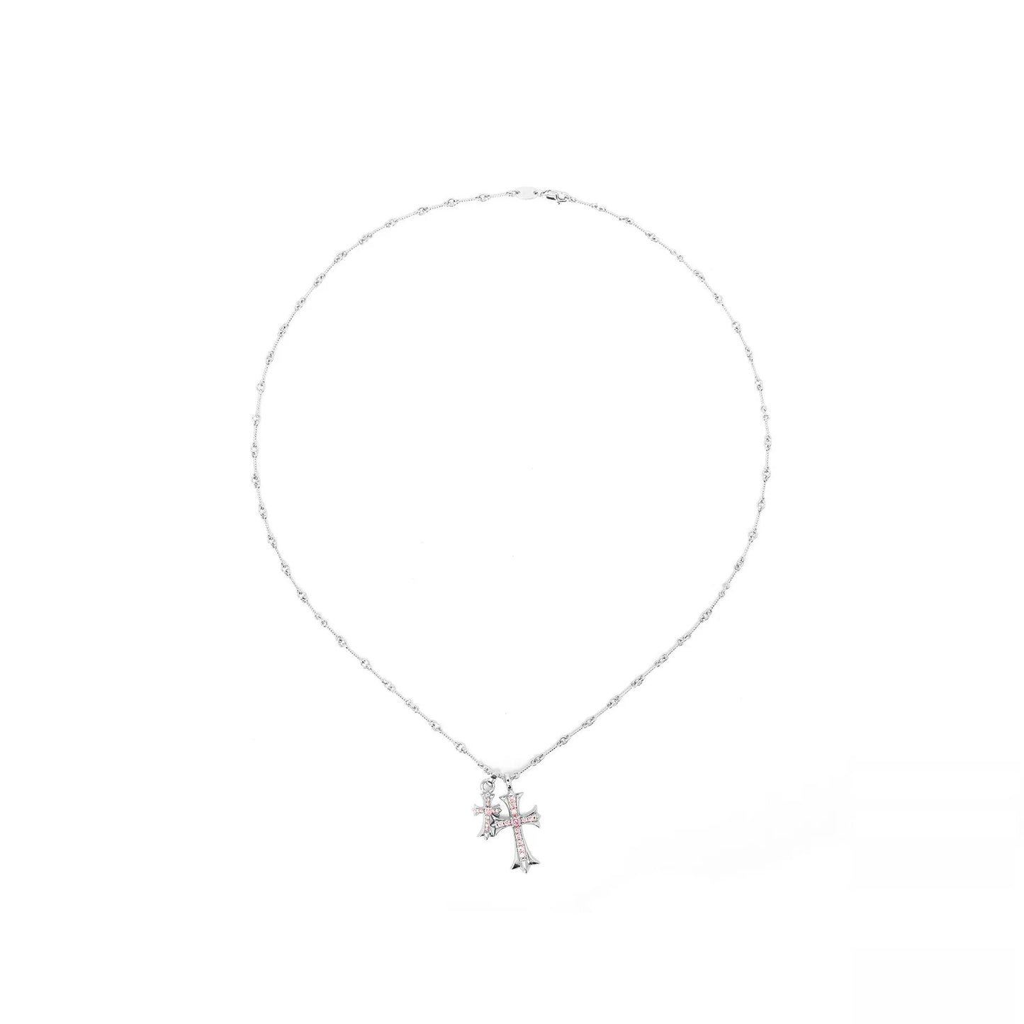 24K Gold-Plated Double Cross Crystal Necklace