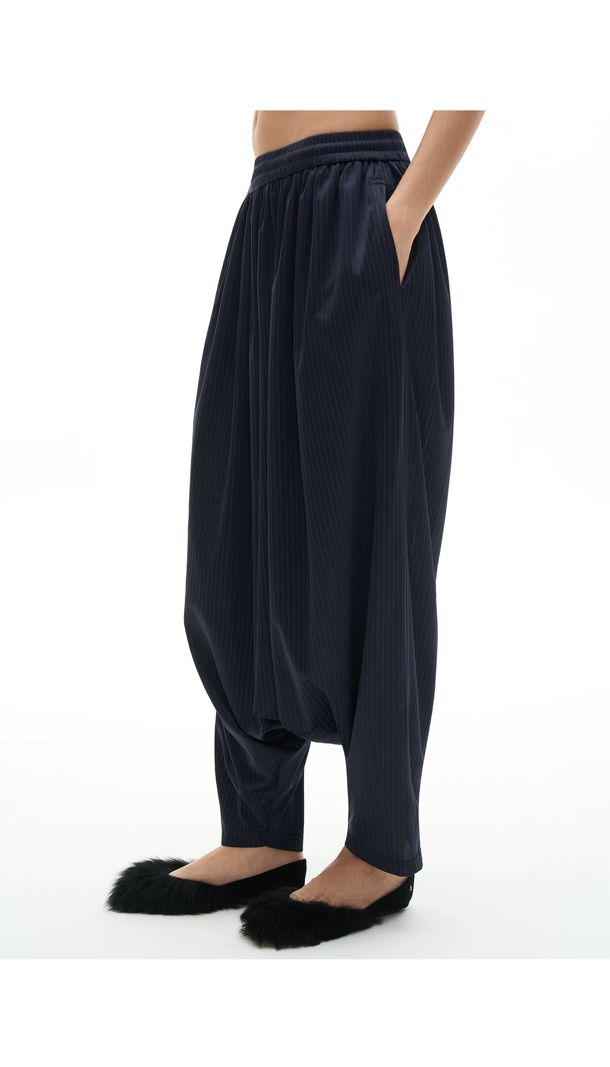 Navy Pinstripe Harem Pants product view