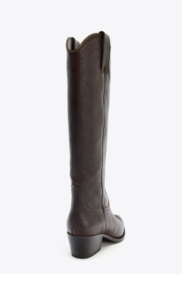 Women's Leather Pointed Toe Western Knee-High Boots