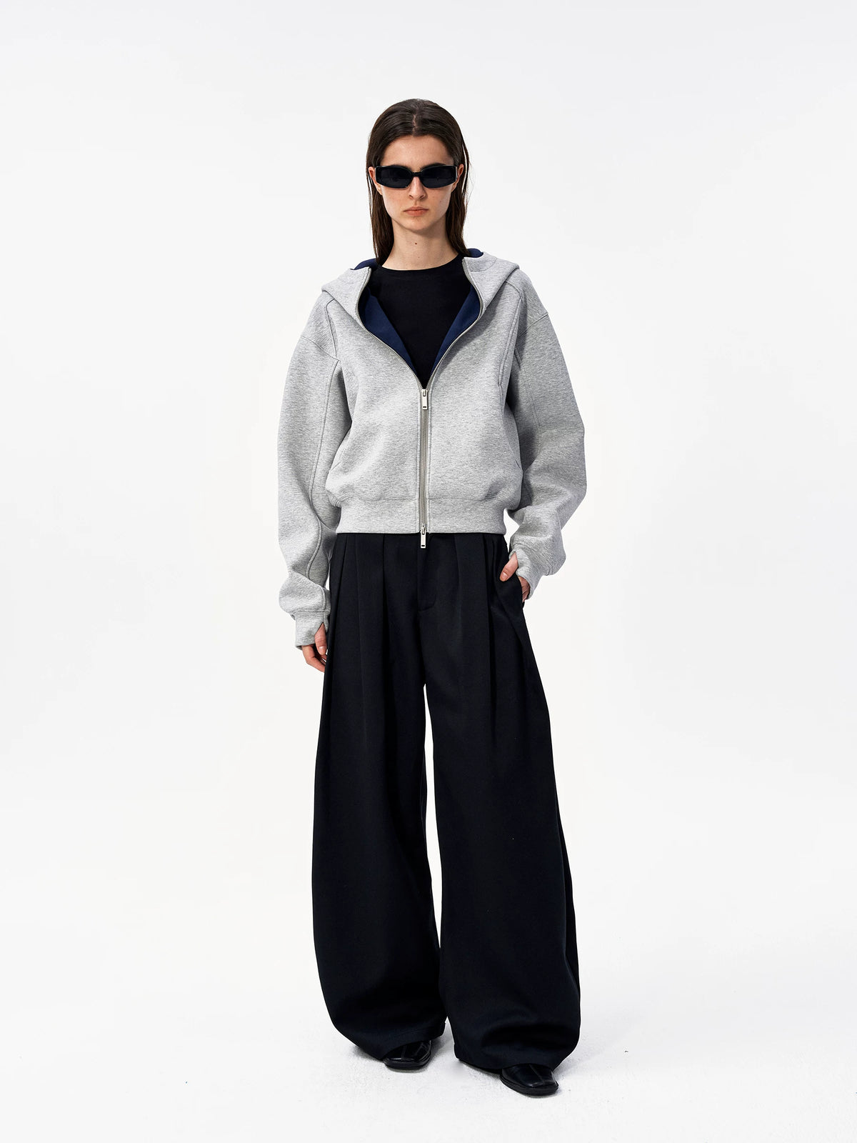 Colorblock Relaxed Zip-Up Hoodie