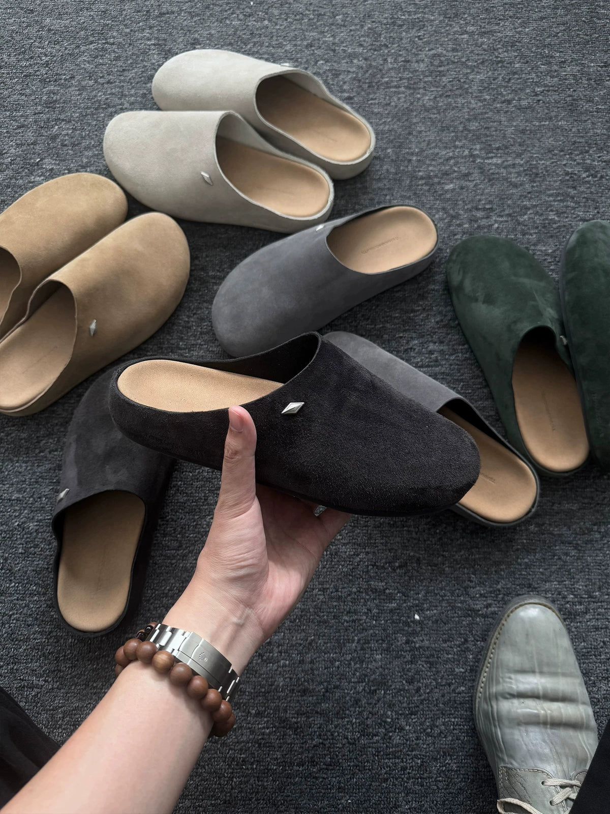 Suede Clogs with Cushioned Footbed