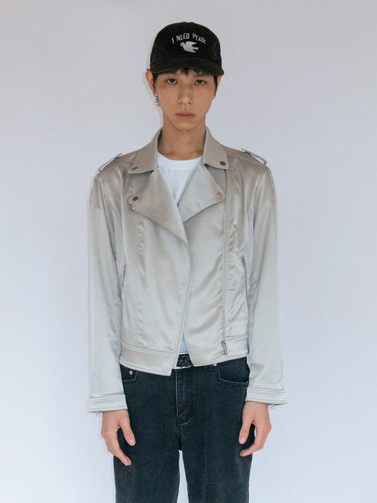 Pearl Silver Moto Jacket in silver product photo