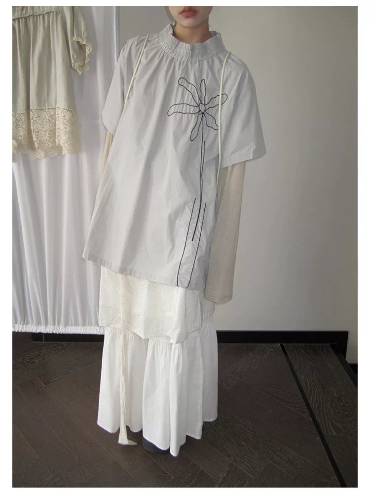 Embroidered Floral Short-Sleeve Tee