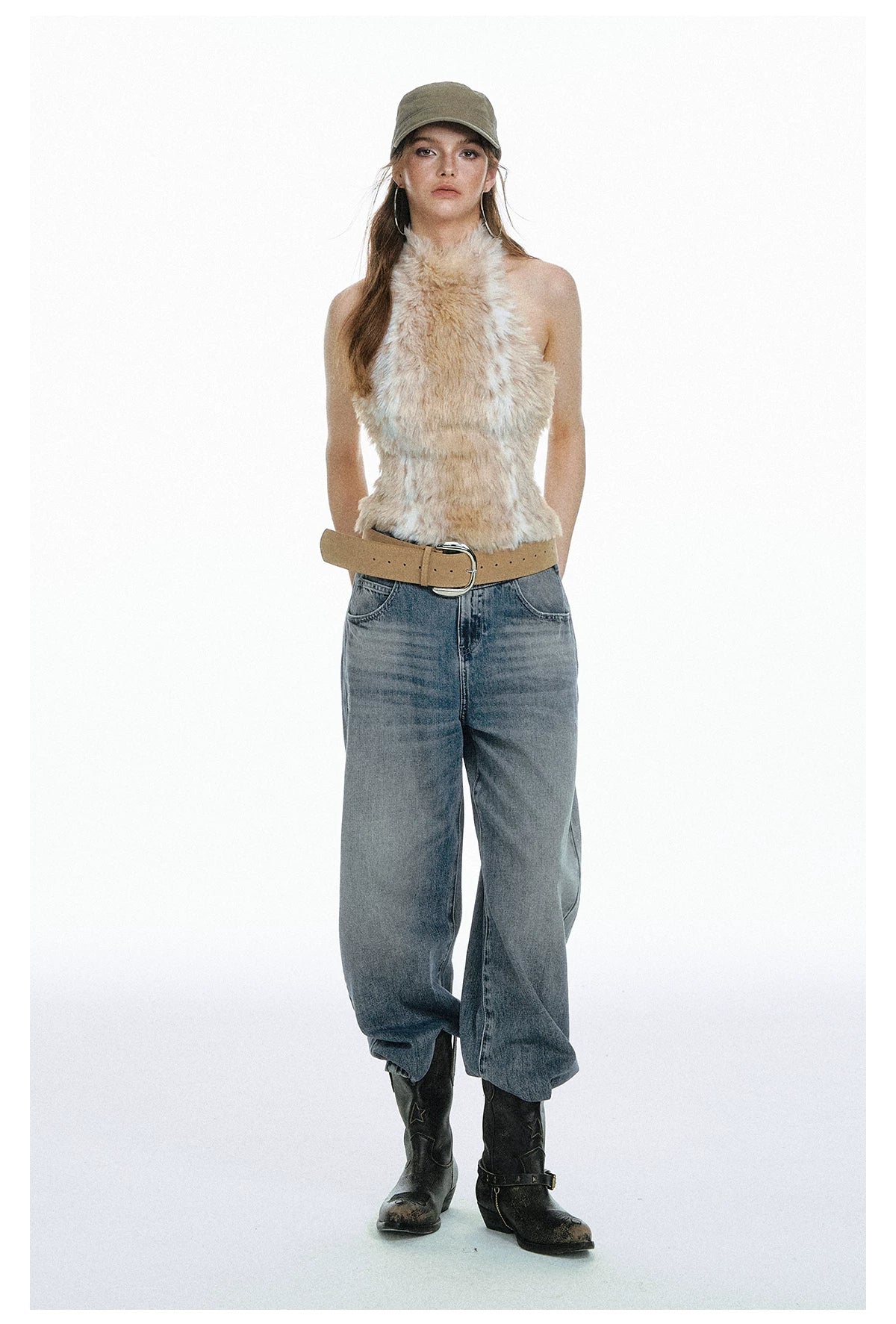 Leopard Faux-Fur Halter Top - 360 view 4