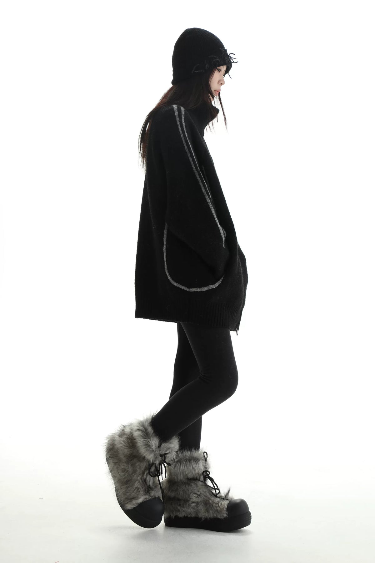 MASONPRINCE Contrast Piping Wool-Blend Zip Cardigan