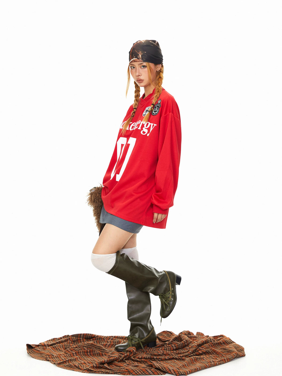 Number 07 V Neck Long Sleeve T-Shirt