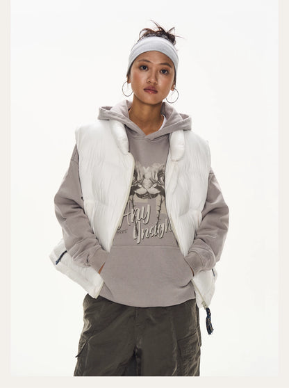 Quilted Stand Collar Puffer Vest white front view