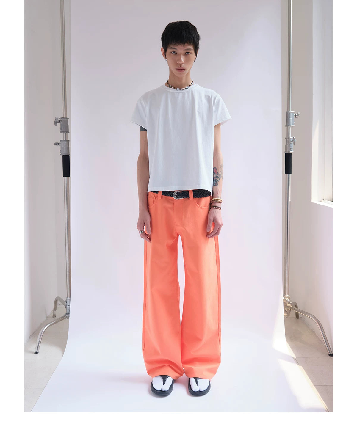 Black Horse Print Mid-Low Rise Straight-Leg Pants