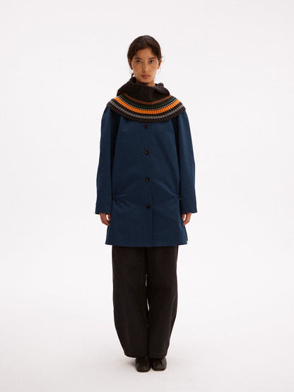 Striped Wool Blend Shoulder Cape