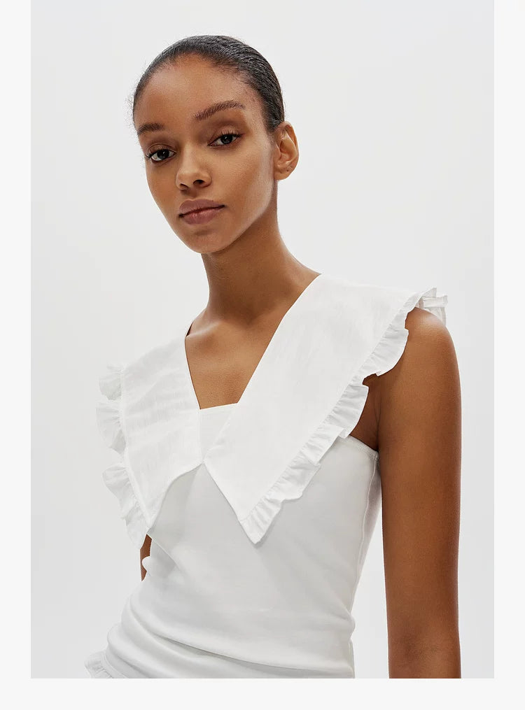 Layered Ruffle V-Neck Top - 360 view 1