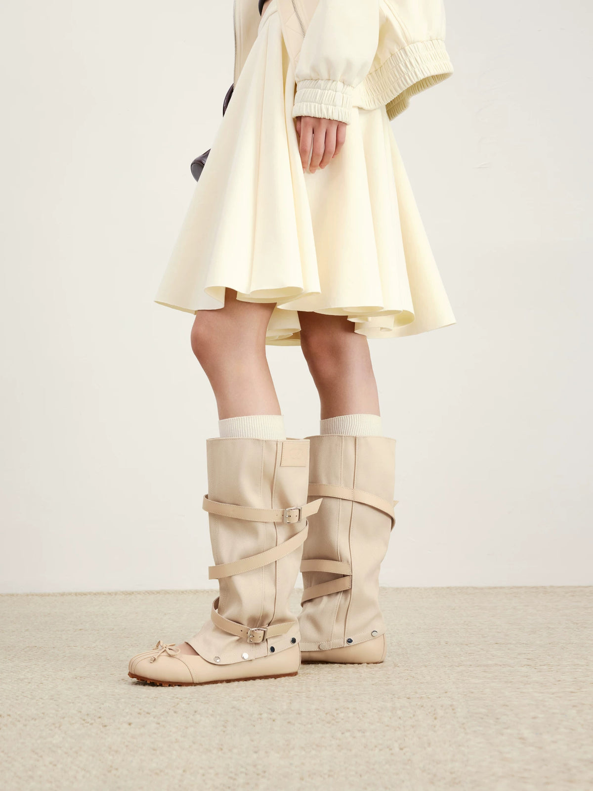 Women's Convertible Leather Ballet Tall Boots