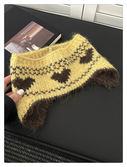 Heart Pattern Knit Earflap Headband product photo
