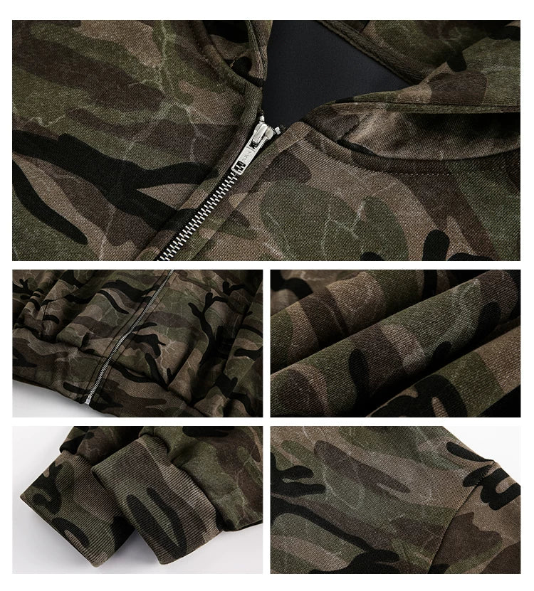 Camouflage Hooded Zip Jacket