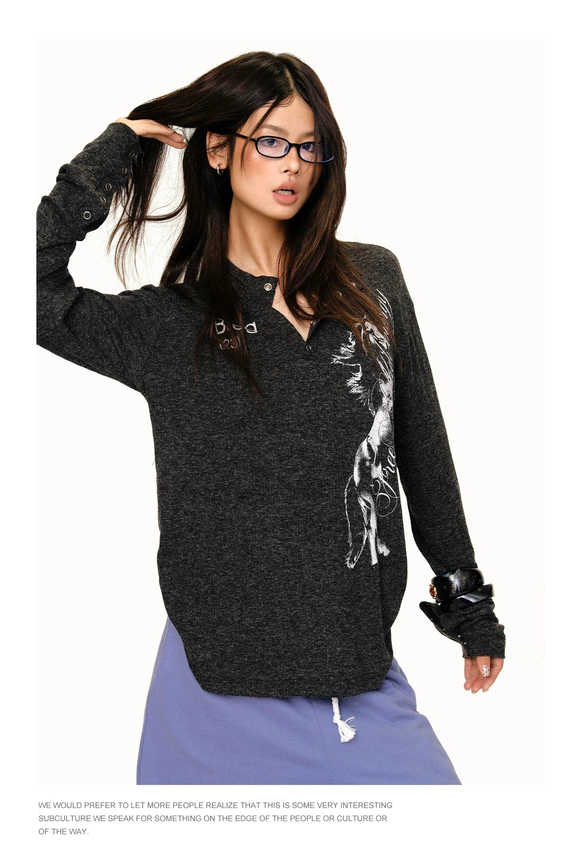 Graphic Henley Long Sleeve Shirt product photo