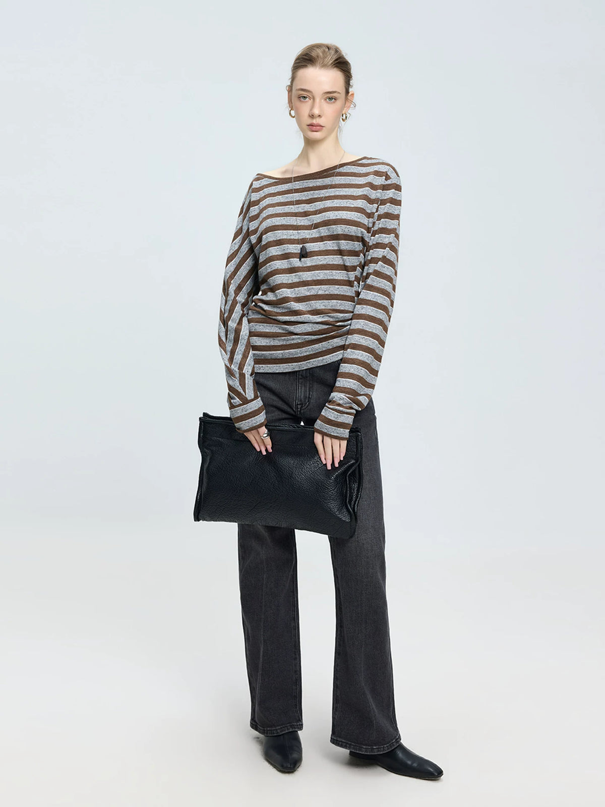 Asymmetric Striped Knit Top