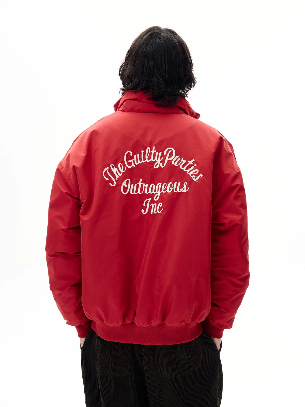 Men’s Red Embroidered Flight Jacket