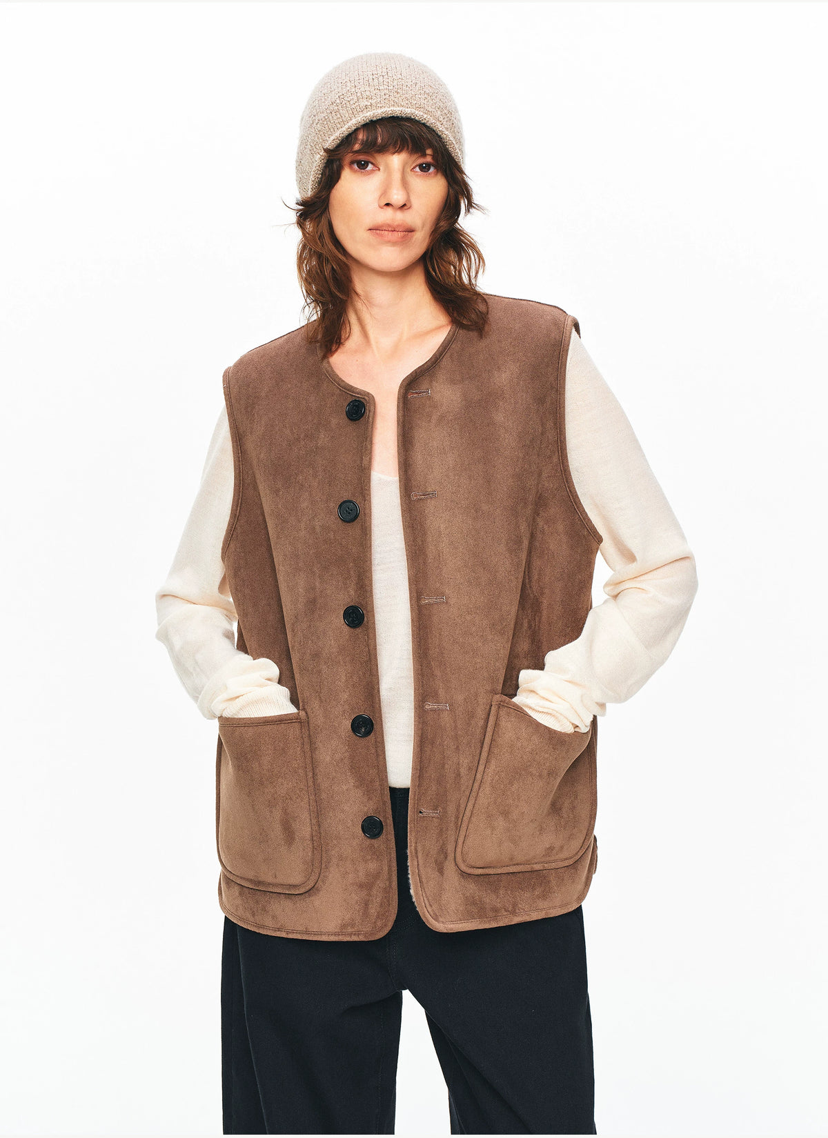 Reversible Wool Vest - 360 view 1