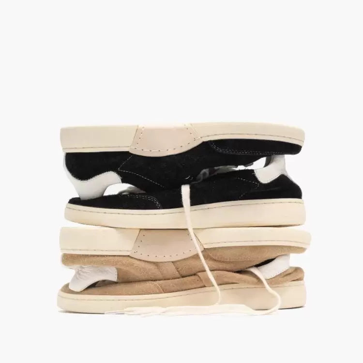 Unisex Faux Suede Low Top Sneakers — black low top sneaker