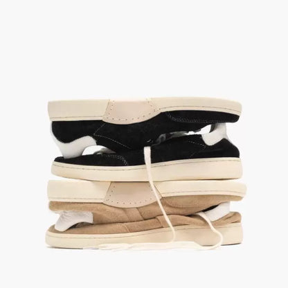 Unisex Faux Suede Low Top Sneakers — black low top sneaker