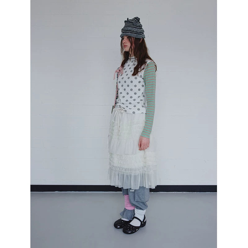 Langarm-T-Shirt mit Punkt-Streifen-Patchwork