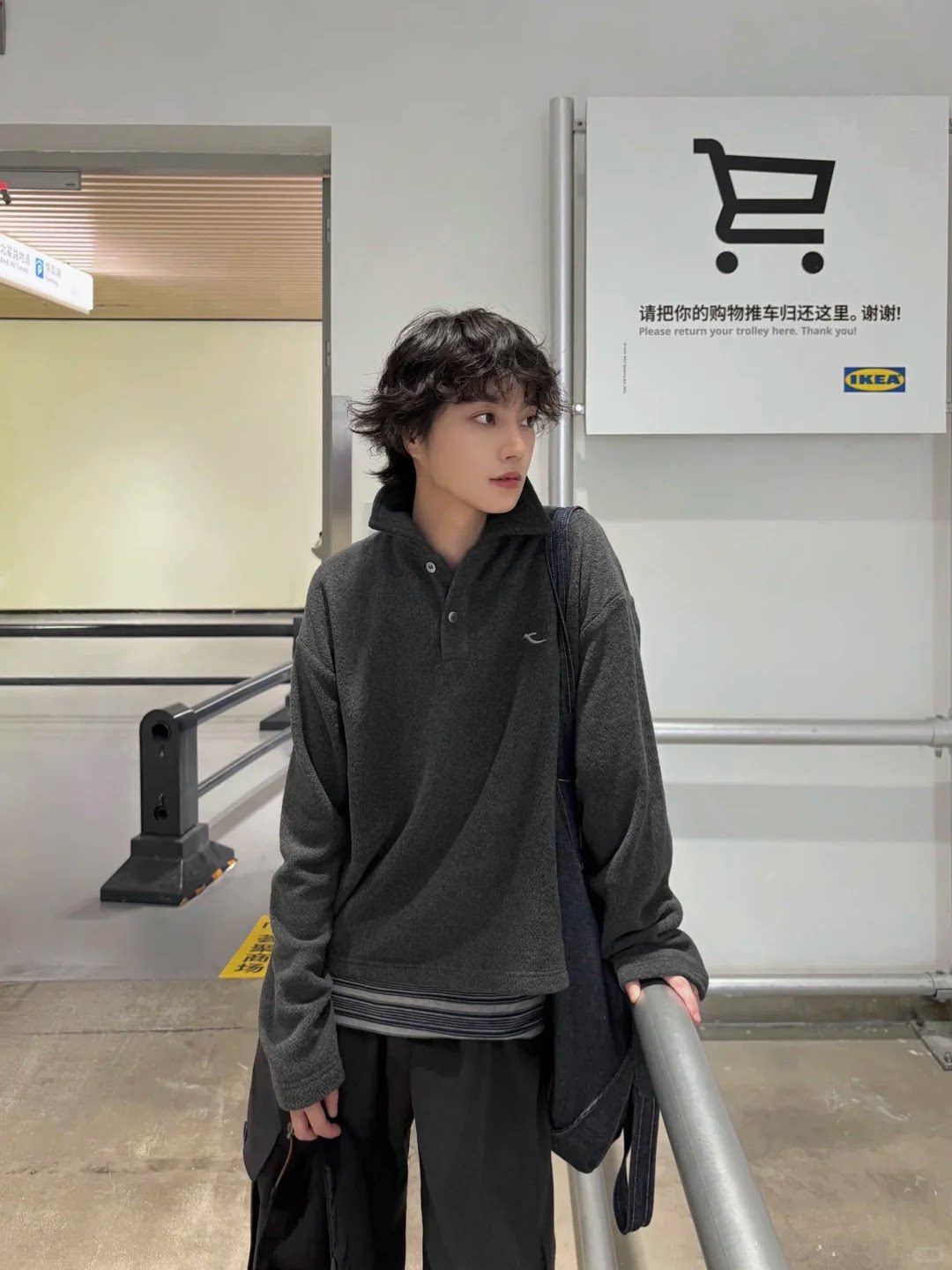 Double-Faced Fleece Polo Pullover