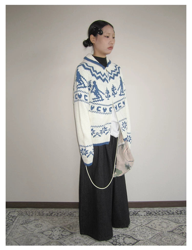 Fair-Isle-Strickpullover mit Baum-Motiv