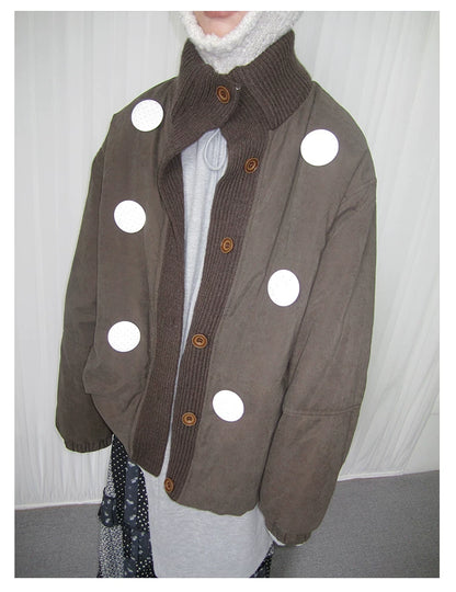 Smoke Pink Stand-Collar Quilted Jacket