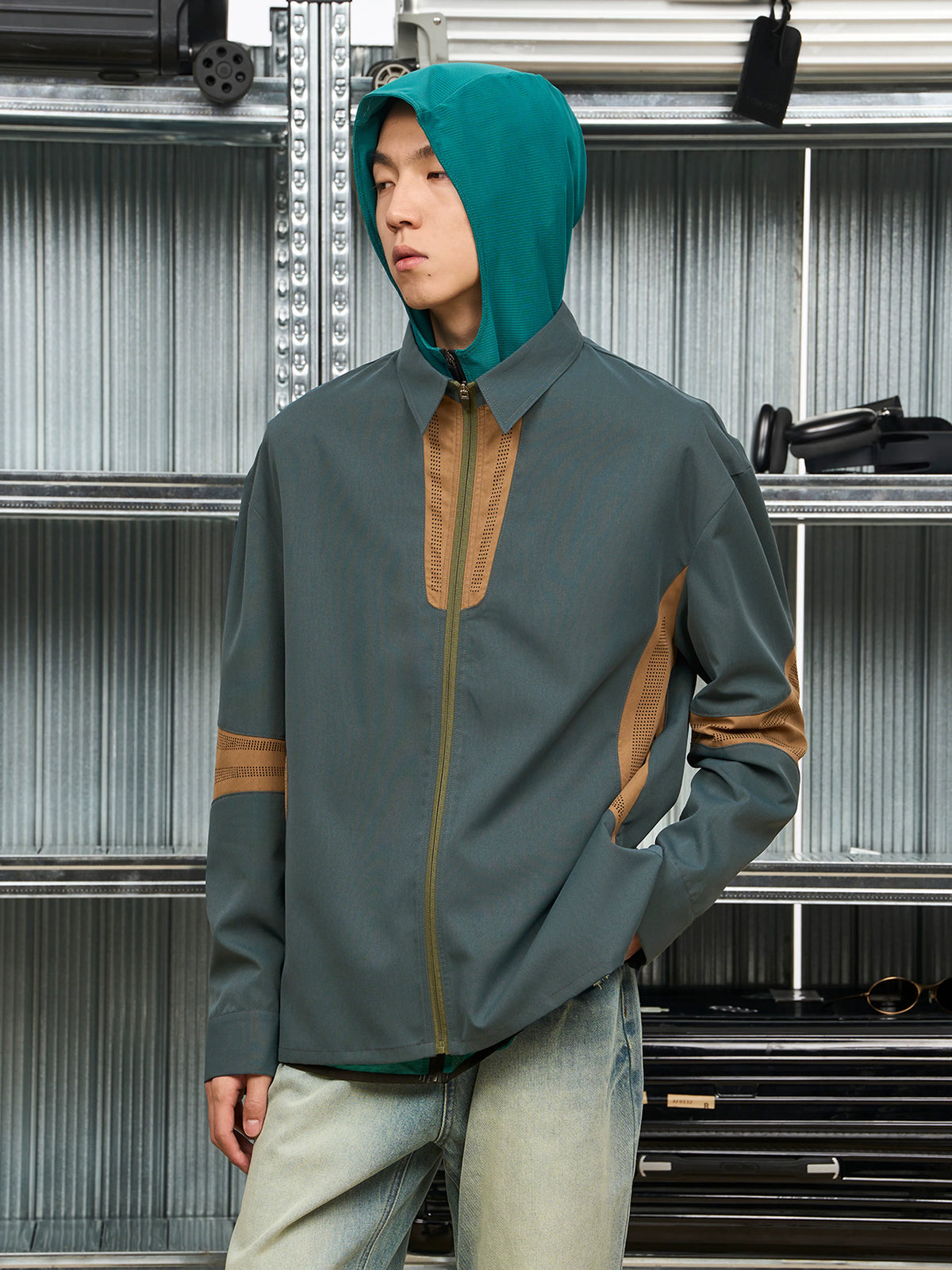 7440 37 1 Laser-Cut Zip-Up Shirt Jacket