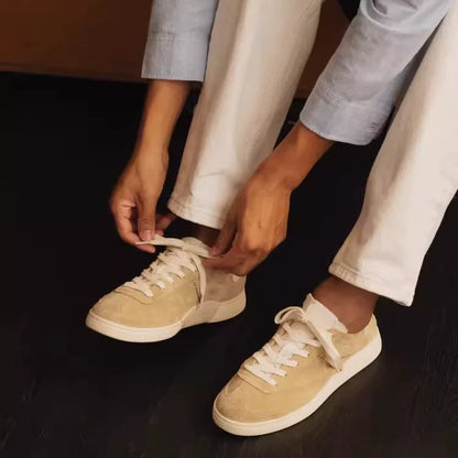 Unisex Faux Suede Low Top Sneakers — yellow low top sneaker