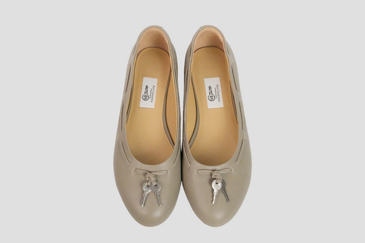 Vintage Key Embellished Ballet Flats