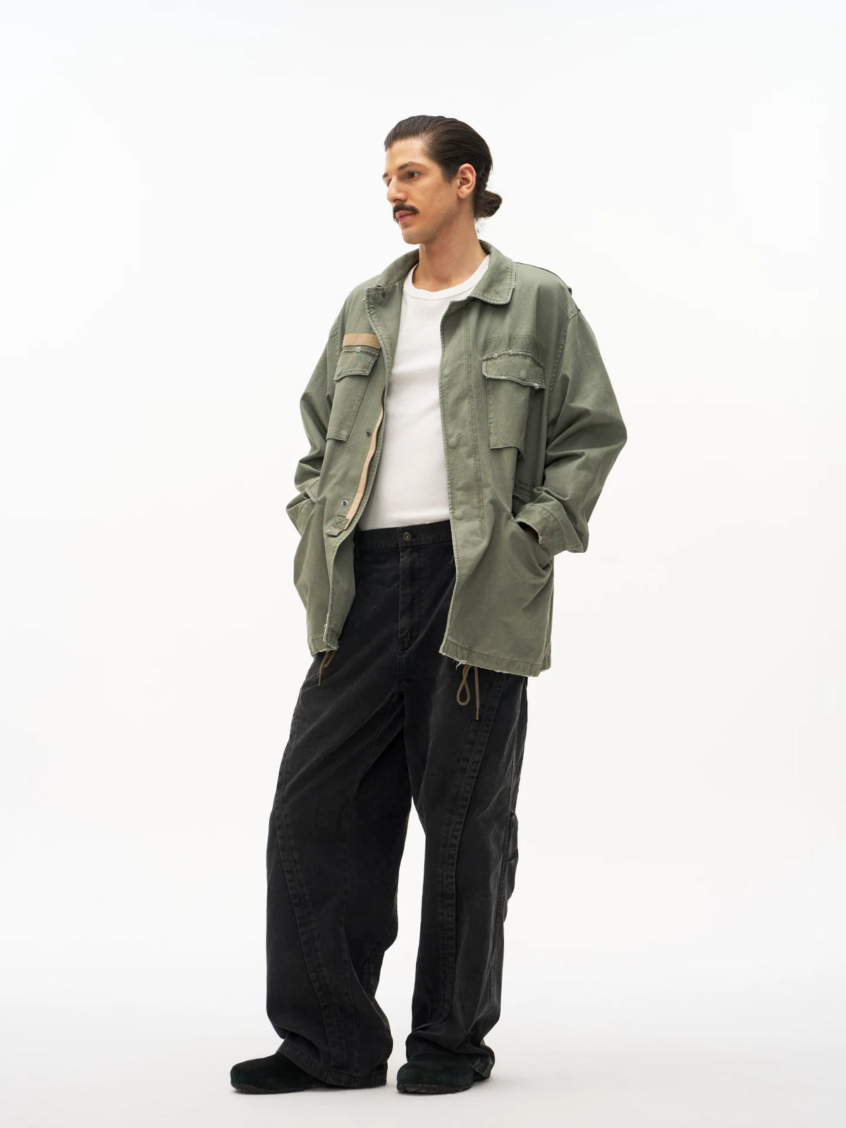 Washed Four Pocket Field Jacket in sage green