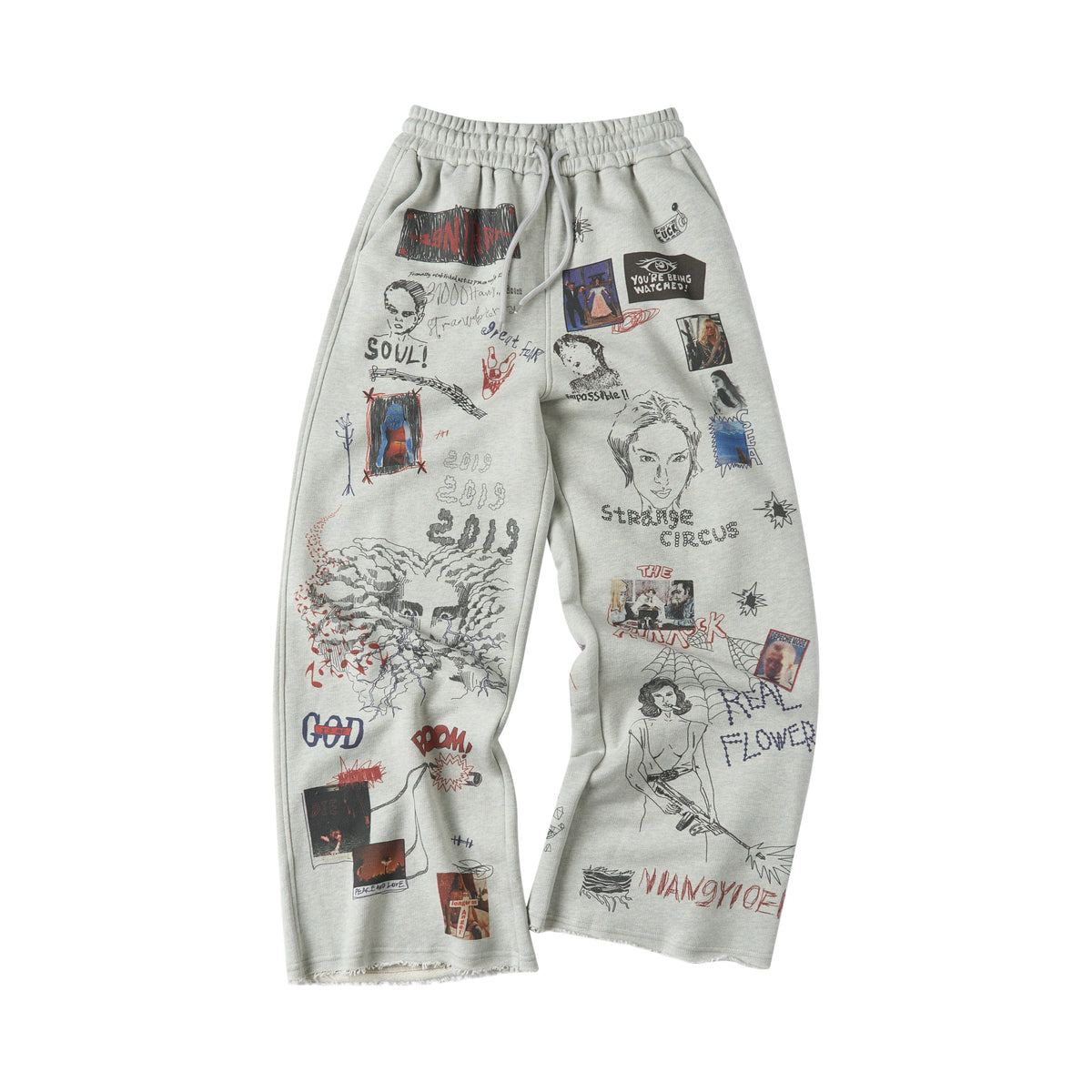 Printed Knit Straight-Leg Sweatpants
