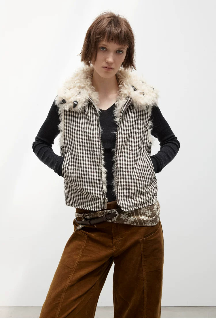 Reversible Check Fleece Vest - 360 view 14