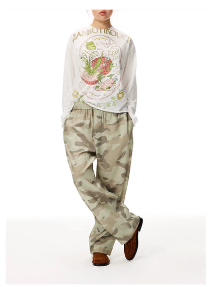 Camouflage Print Straight Leg Pants